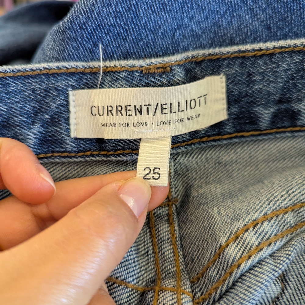 Current/Elliott Blue Straight Leg Jeans Size 25 - Picture 8 of 10